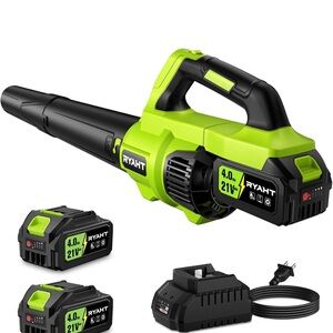 Cordless Leaf Blower 21V w/ 2 Batteries Charger Lightweight Powerful Tool